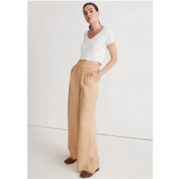 MADEWELL The Carley Wide-Leg Softdrape Pant in Desert Dune Women Size XL - Picture 1 of 7